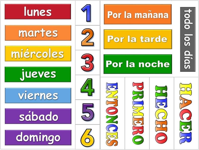 SchKIDules Visual Schedules for Kids 87Pc Education Collection for Classroom Supports & Homeschool Organization: 66 School-Themed Picture Magnets +21 Headings for Preschool, Special Ed (Spanish) - Image 3